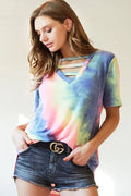 Tie-Dye V-Neck Short Sleeve T-Shirt
