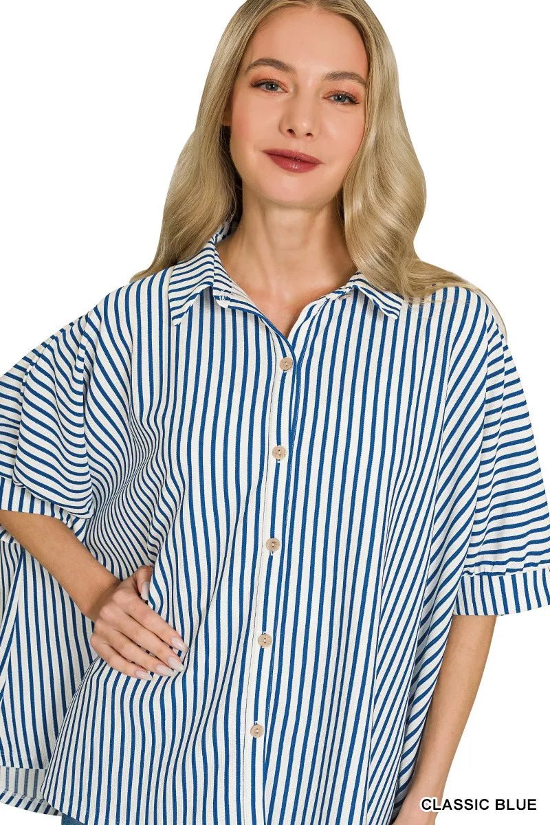 Oversized Stripe Button Down Shirt