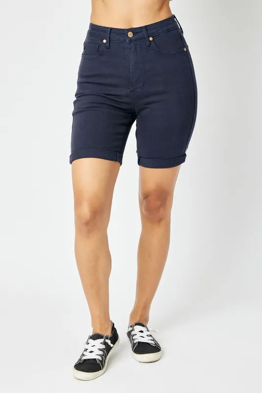 Full Size High Waist Tummy Control Bermuda Shorts