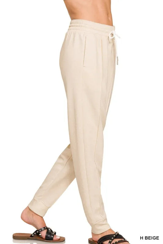 Drawstring Scuba Sweatpants with Pockets