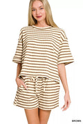 Striped Short Sleeve Tee & Shorts Set