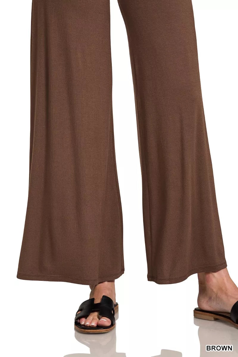 Fold Over Waist Comfy Wide Leg Pants