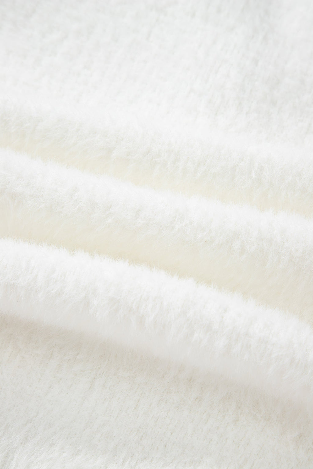 White Fuzzy Buttoned Front Midi Solid Cardigan