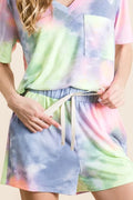 Tie Dye Casual Shorts with Twill Tape Drawstring