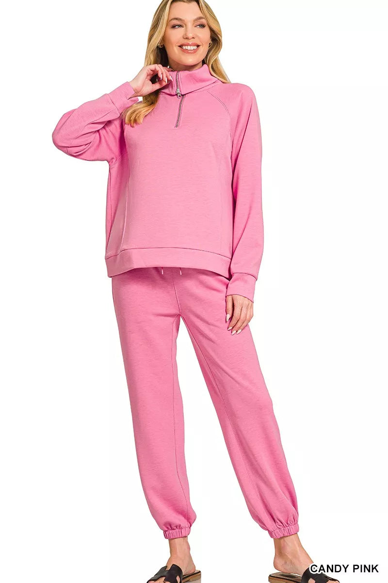 I am a Fashion junky Scuba Half Zip Sweatshirts and Joggers Set