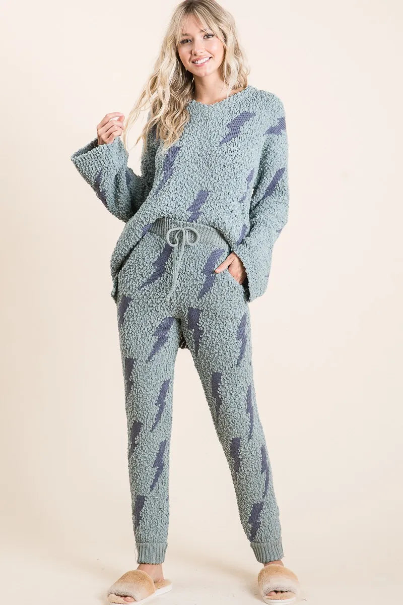 Cozy Soft Hairy Popcorn Sweater Pants