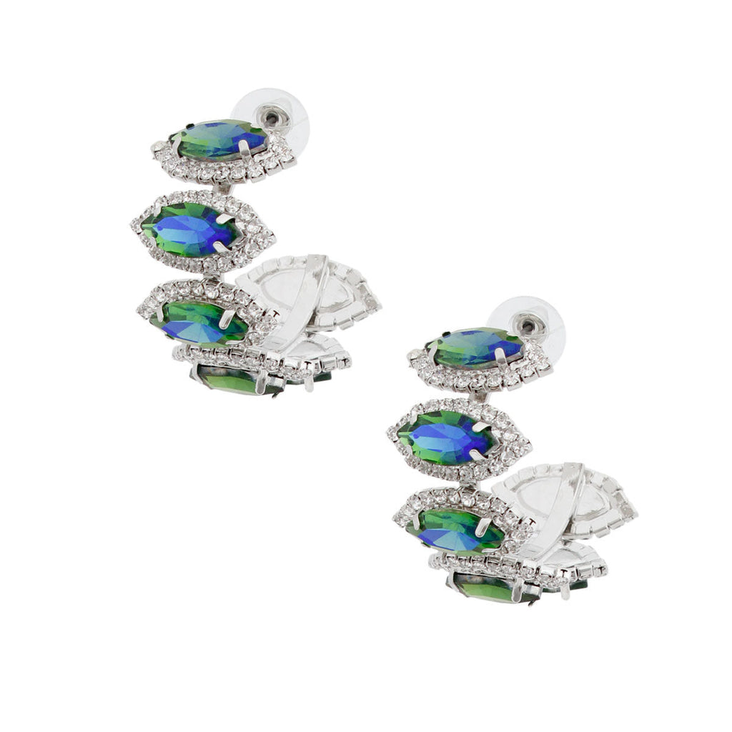Statement Crystal Hoop Earrings Marquise Shape in Brilliant Green