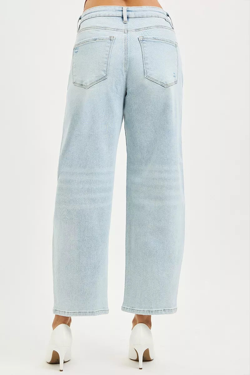 High Rise Crop Barrel Jeans