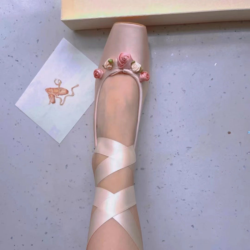 Women Wearing Ballet Shoes With Cross Straps