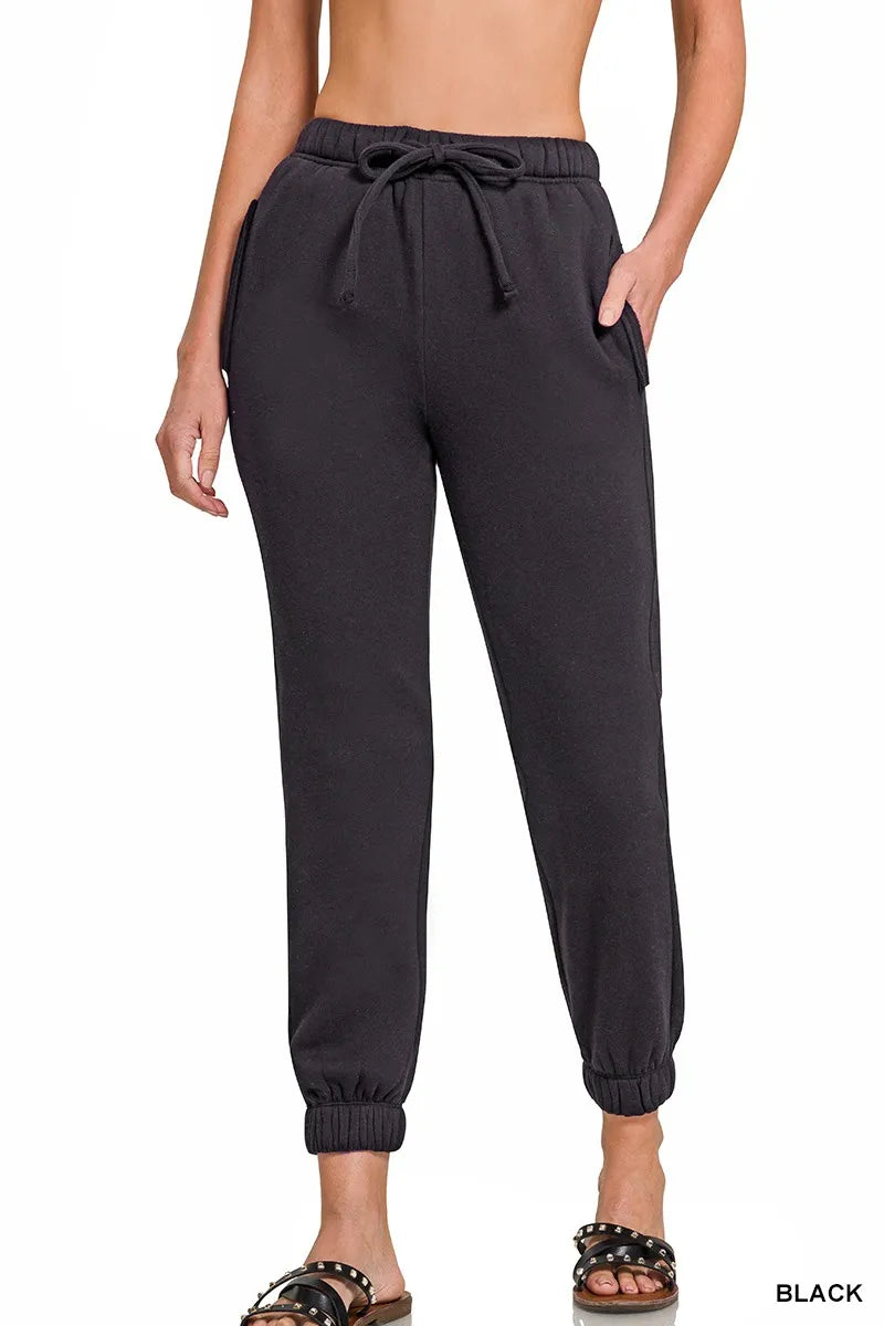 Fleece Drawstring Joggers With Pocket