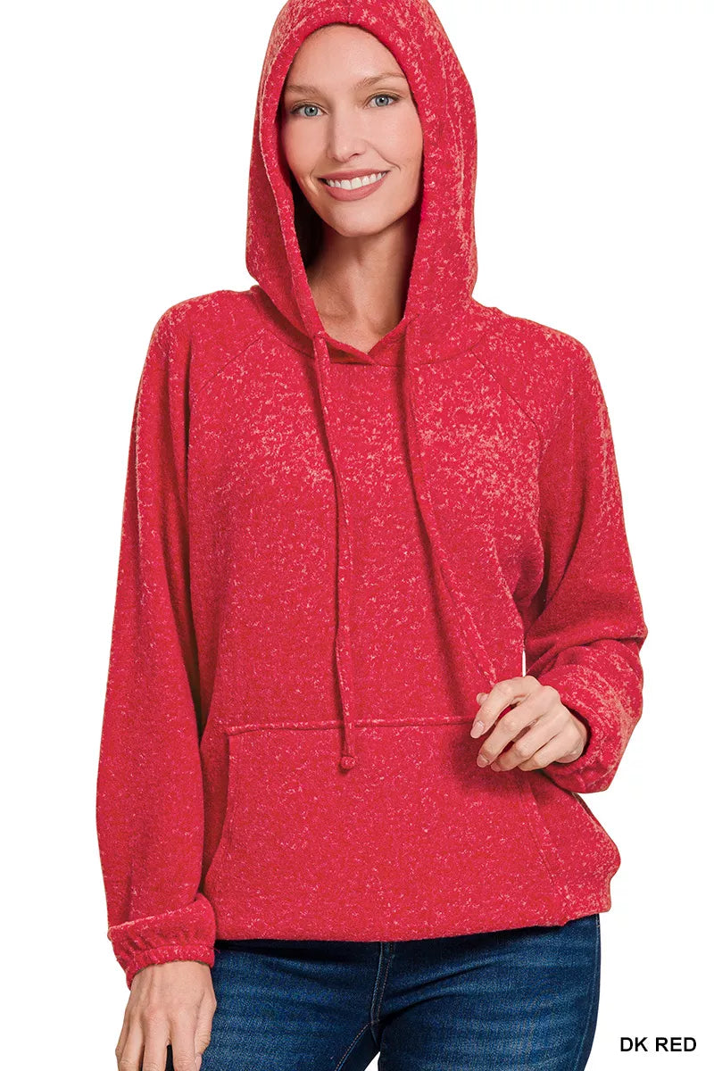 Brushed Hacci Melange Hooded Sweater