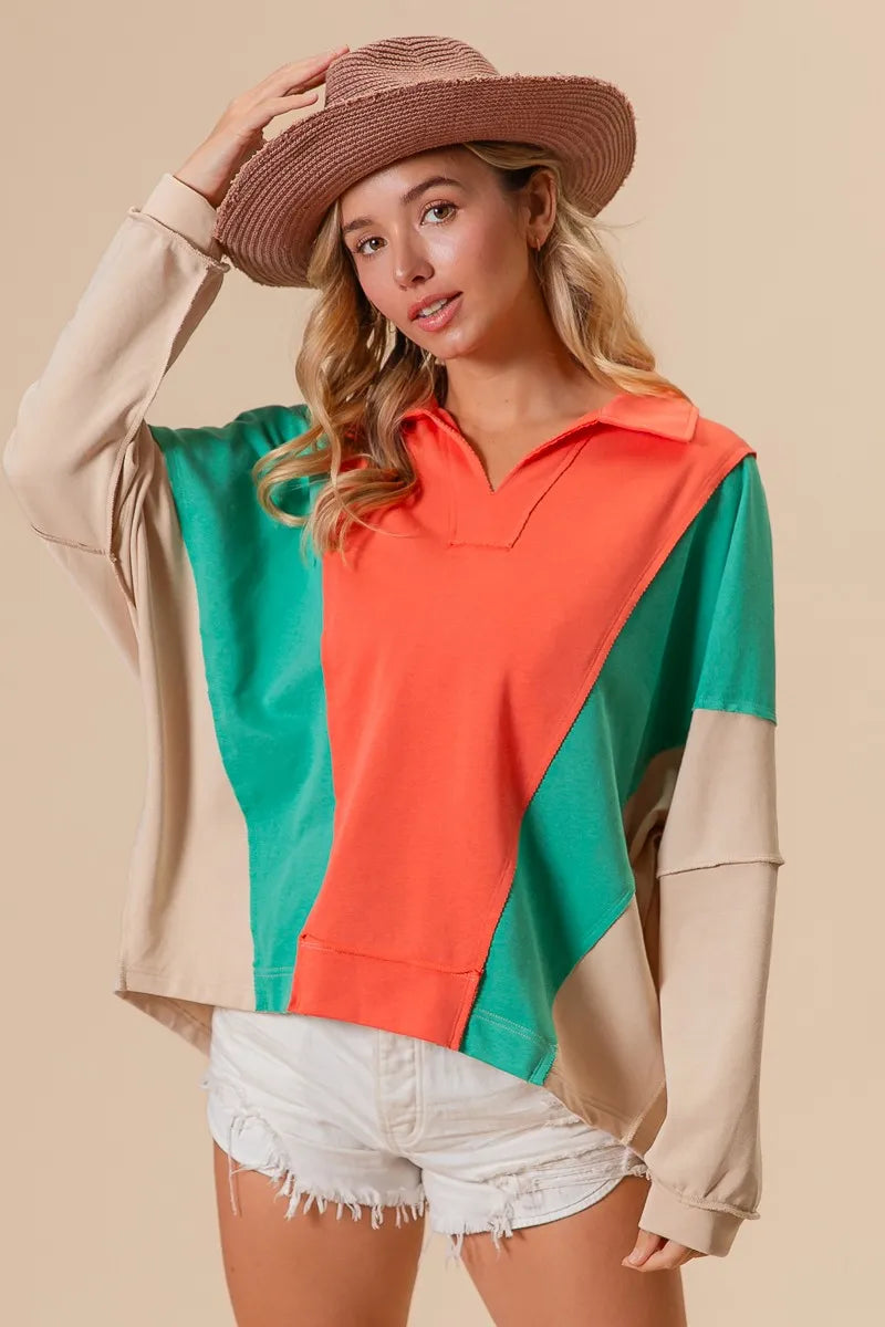 Colorblock Exposed Seam French Terry Sweatshirt