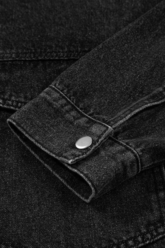Denim Chest Pocket Drop Shoulder Hooded Jacket See size chart under “more details”