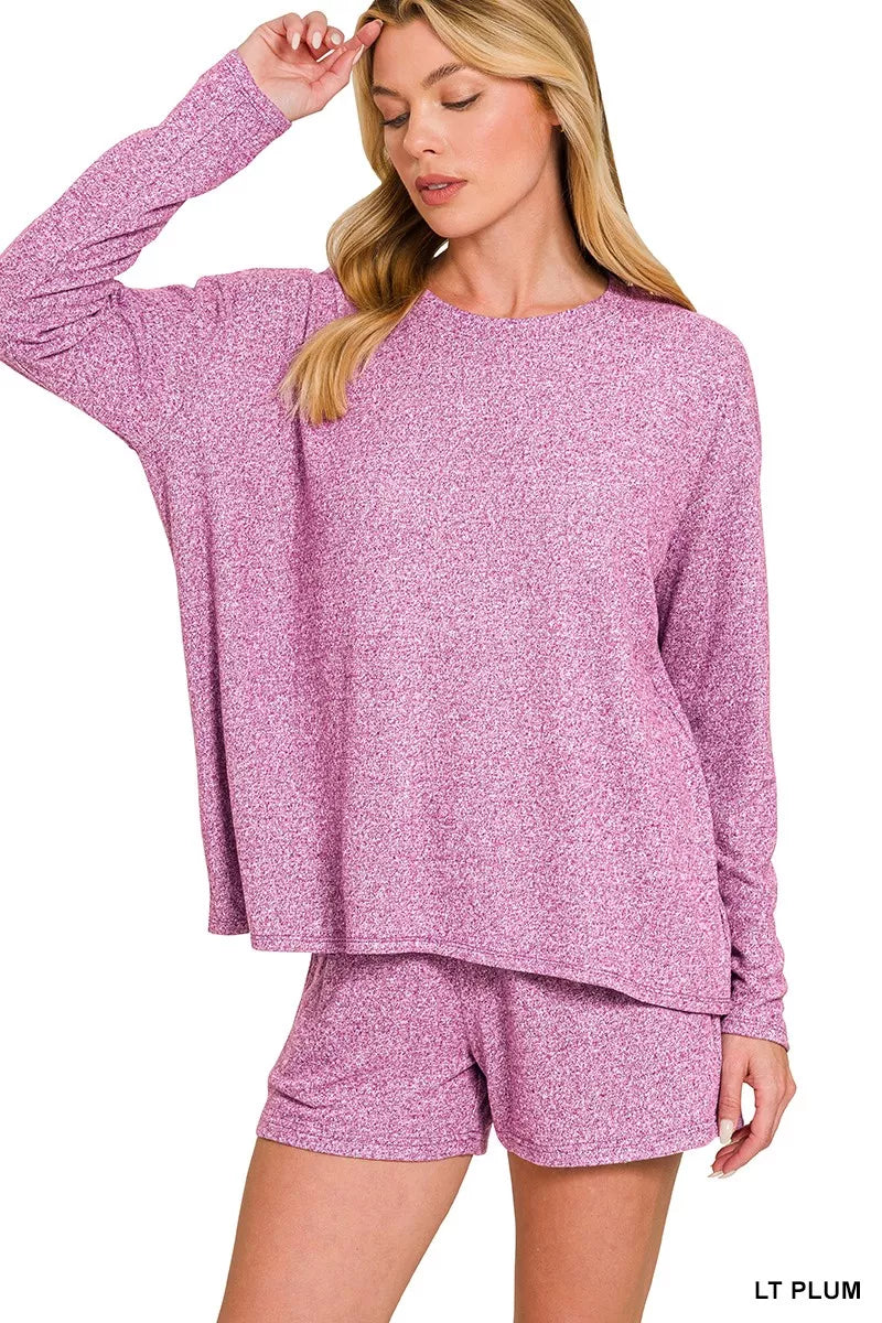 I am a Fashion junky Soft Melange Long Sleeve Tee and Shorts Set