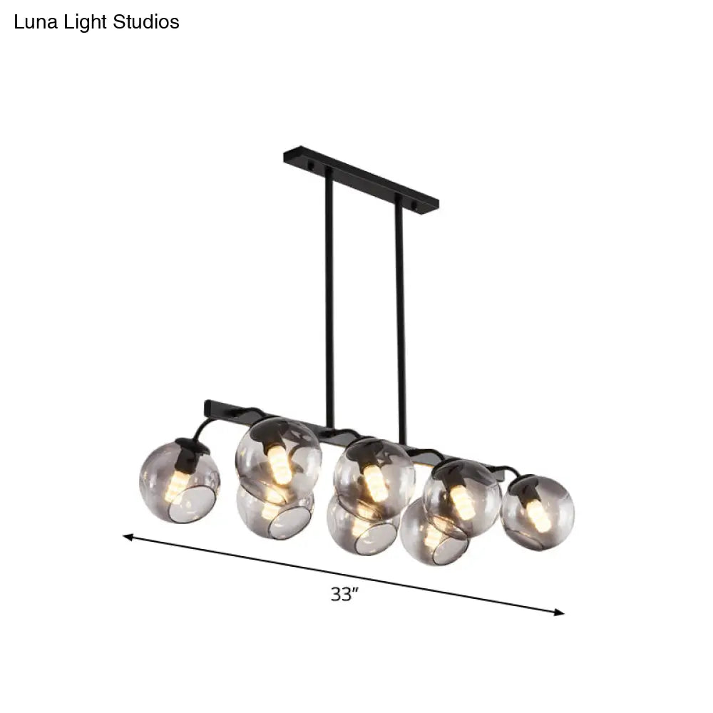 DecorBites™ 6/8-Light Modern Pendant with Black Orb Shade for Kitchen and Dining Room