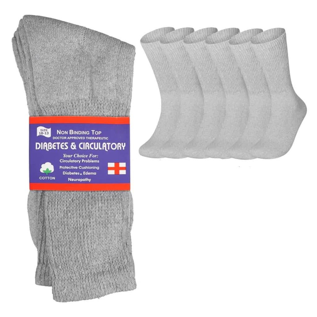 6-Pairs: Physicians Approved Diabetic Crew Socks Unisex