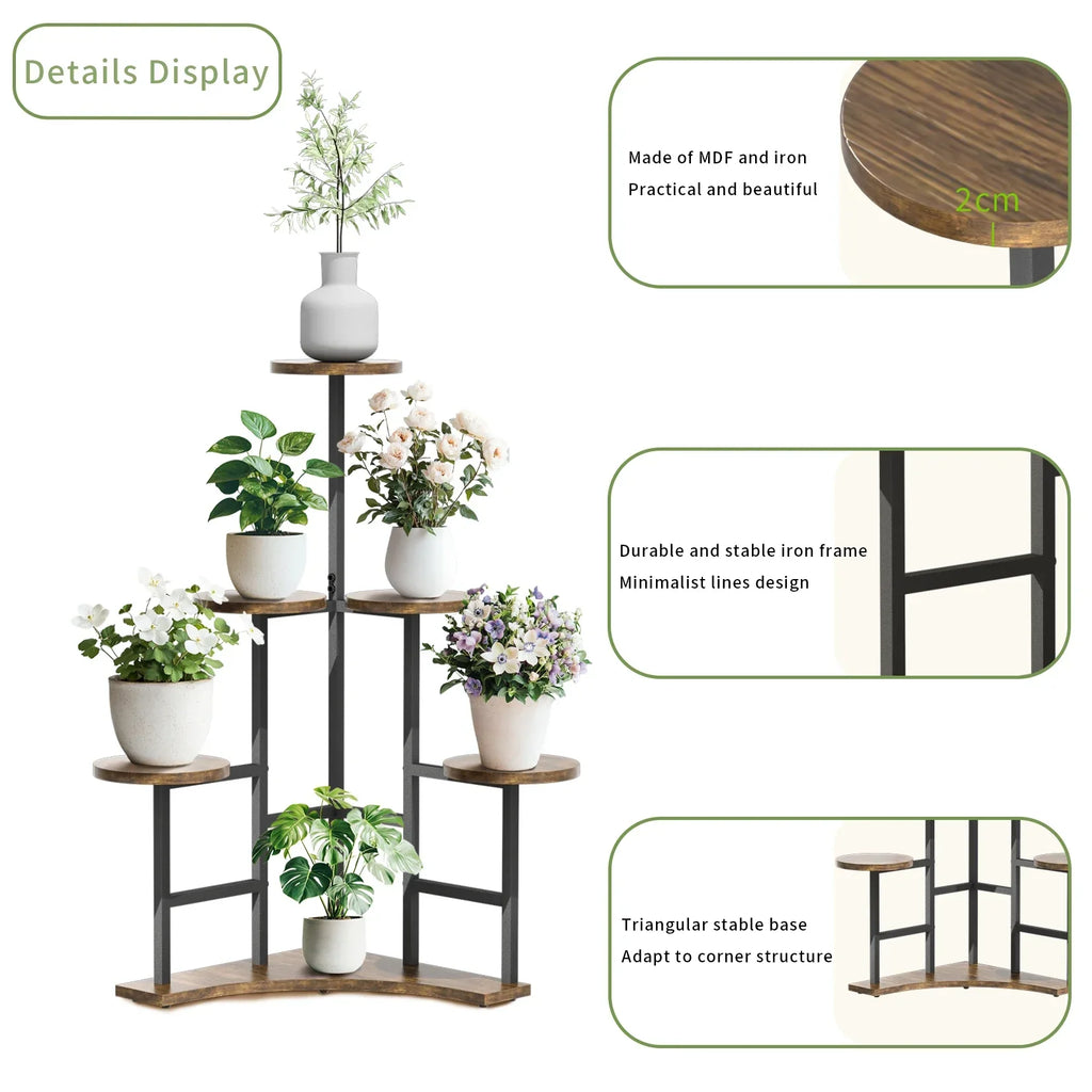 DecorBites™ 6-tier Corner Plant Stand - Space-saving Display Shelf