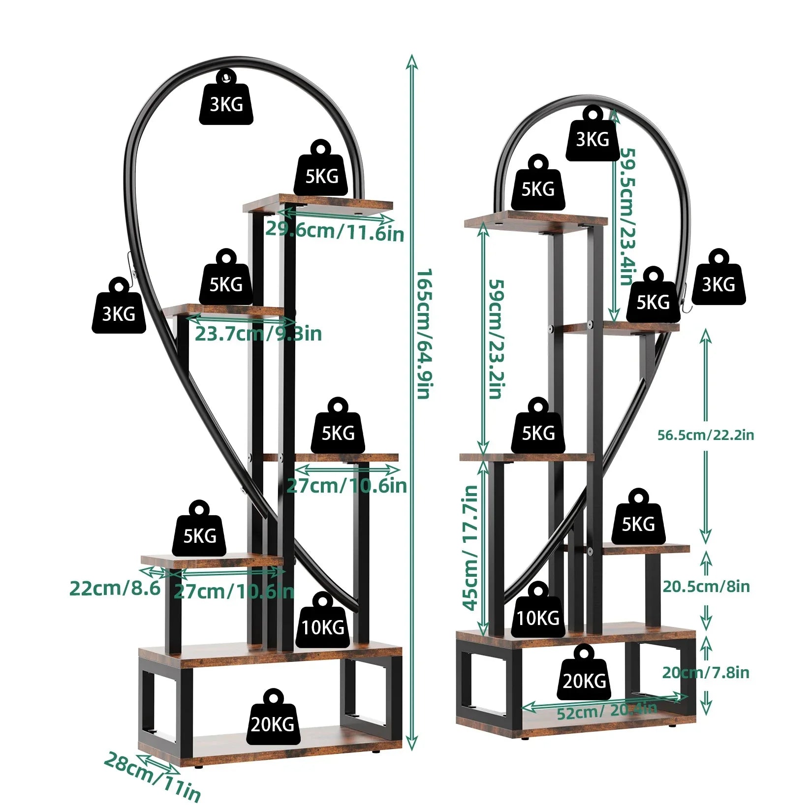 DecorBites™ 6-Tier Heart Shaped Plant Display Stand