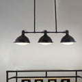 DecorBites™ Symmetrical Island Pendant Light - Loft Style Metal Ceiling Lamp with Dome Shade - 3 Lights - Black/White