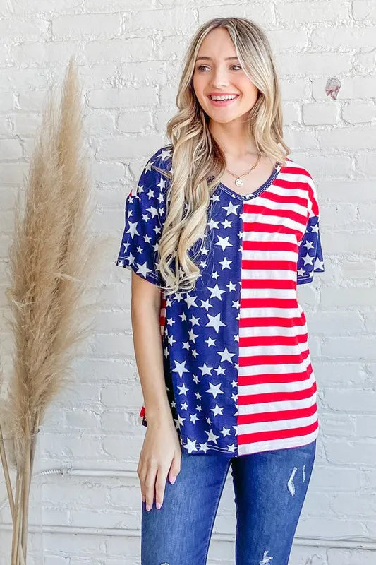 American Flag Short Sleeve Top