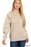 Acid Washed Fleece Sweatshirt with Side Rib