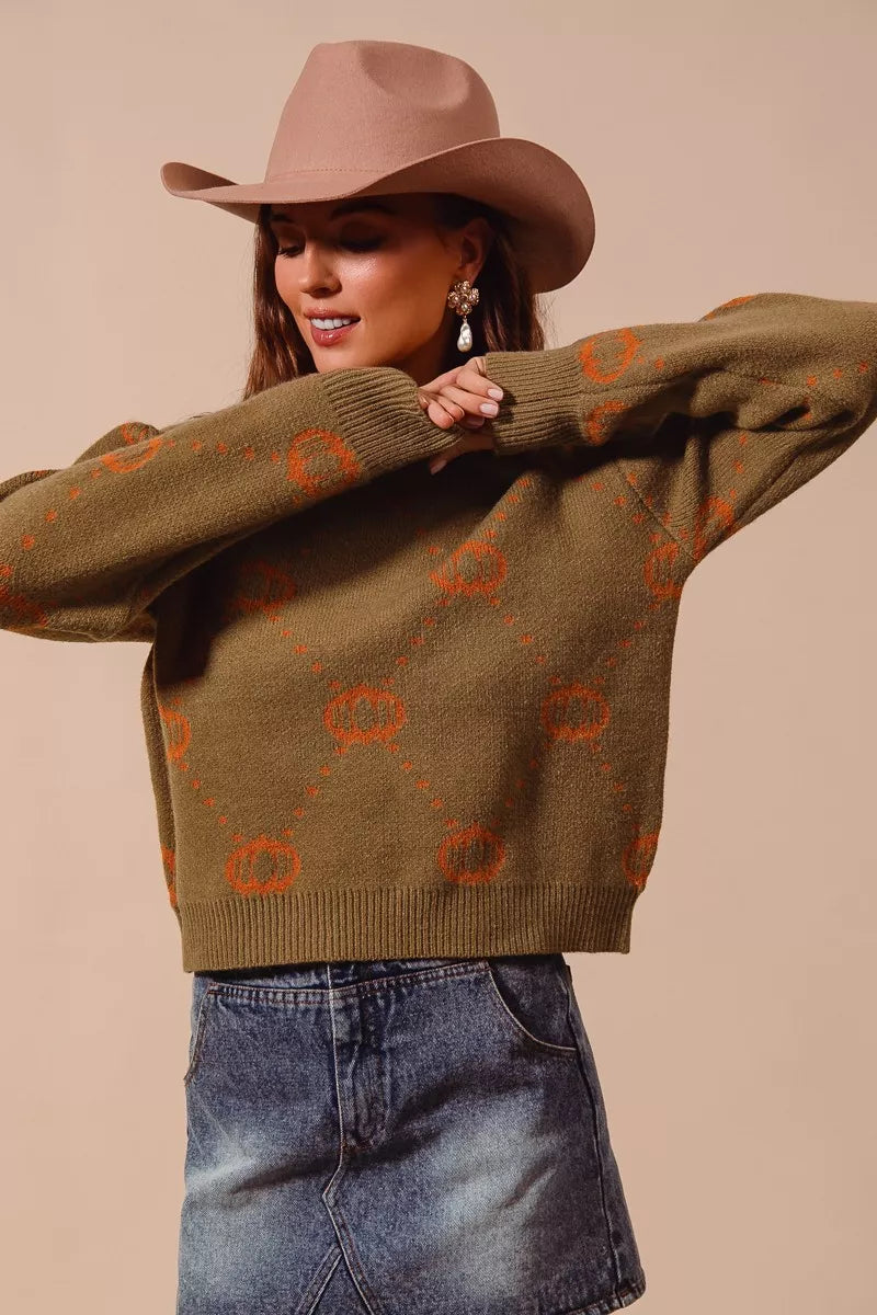 Pumpkin Rhombus Halloween Thanksgiving Sweater