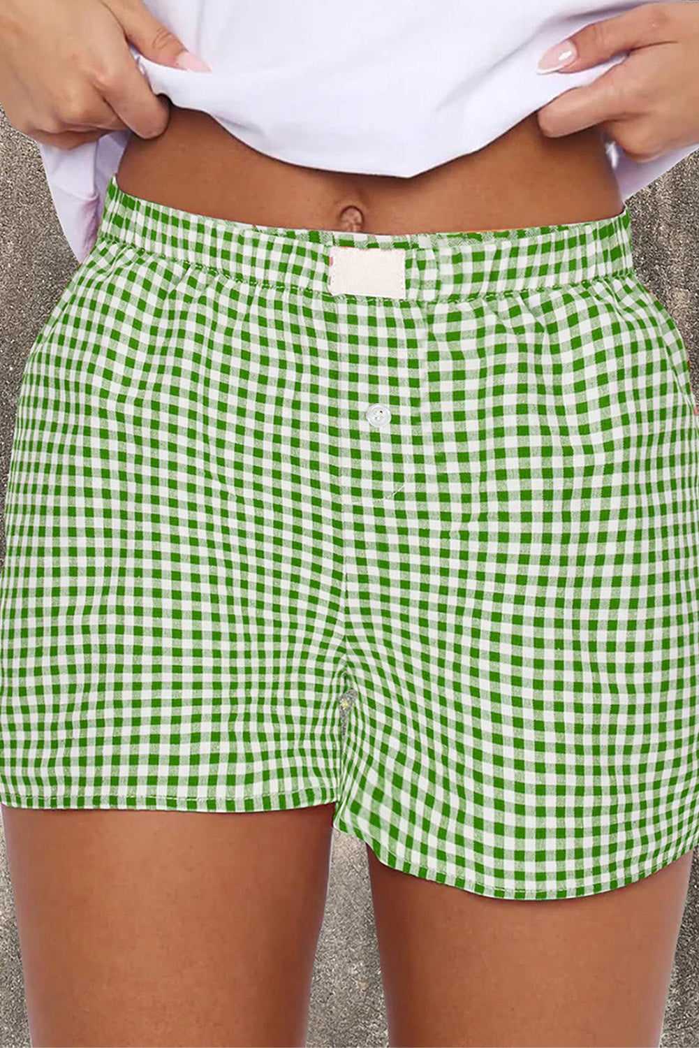 Red Vintage Plaid Print High Waisted Loose Wide Leg Shorts
