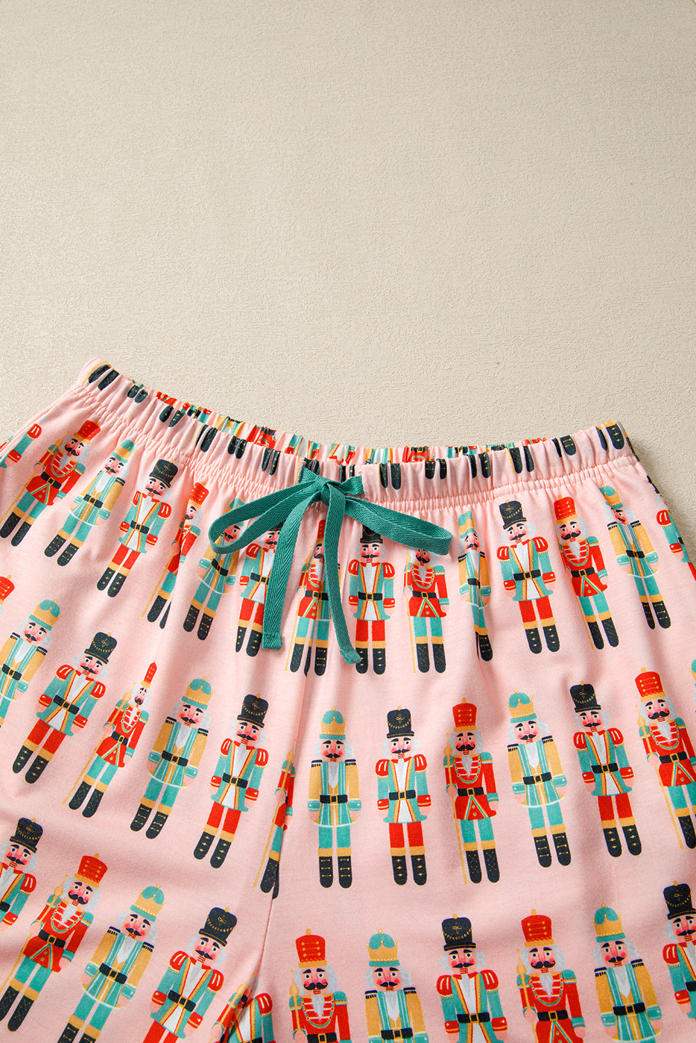 Pink Nutcracker March Long Sleeve Button Up 2pcs Pajama Short Set