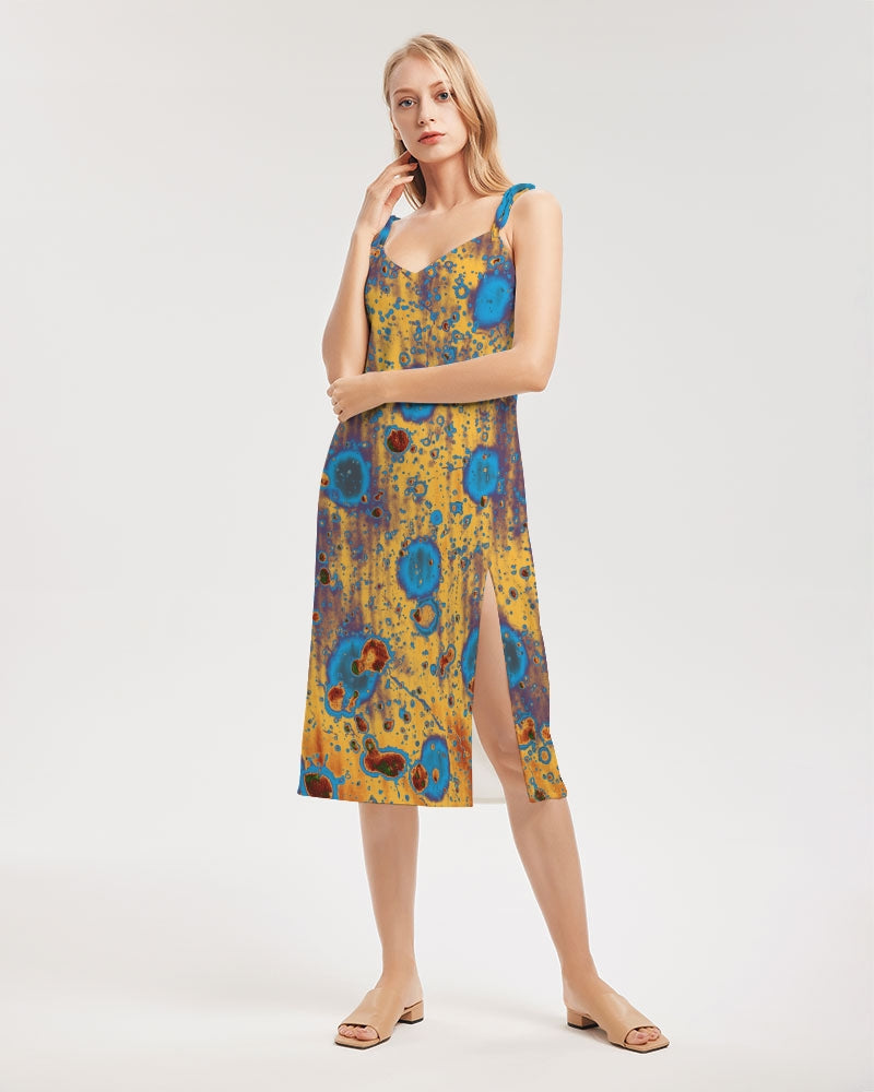 PEACOCK DESIGN BY FLIPSTYLEZ  Women's Tie Strap Split Dress