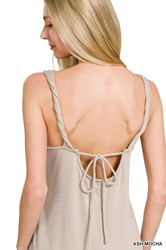 French Terry Twisted Strap Midi Dress