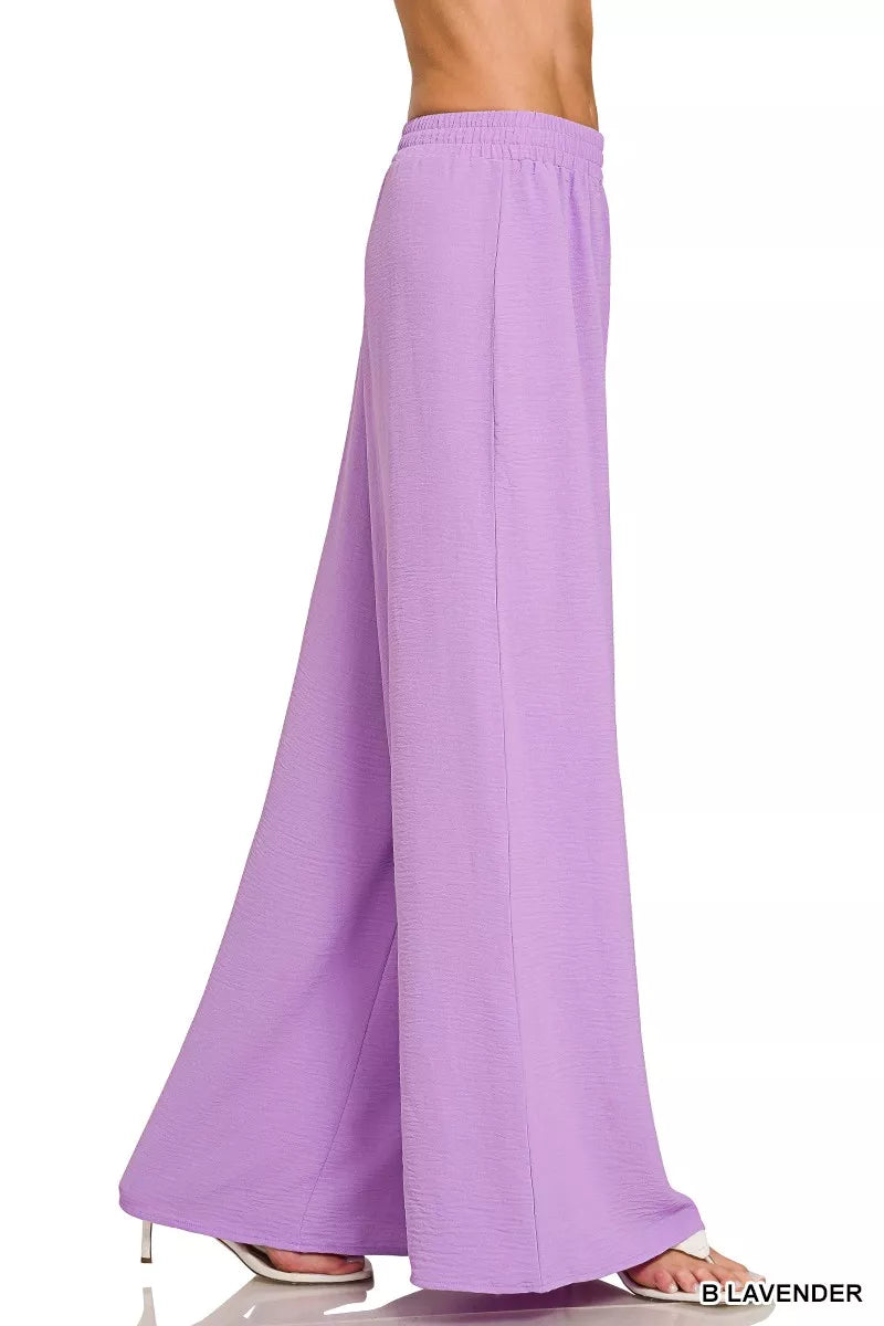Woven Airflow Twisted Top & Wide Leg Pants Set