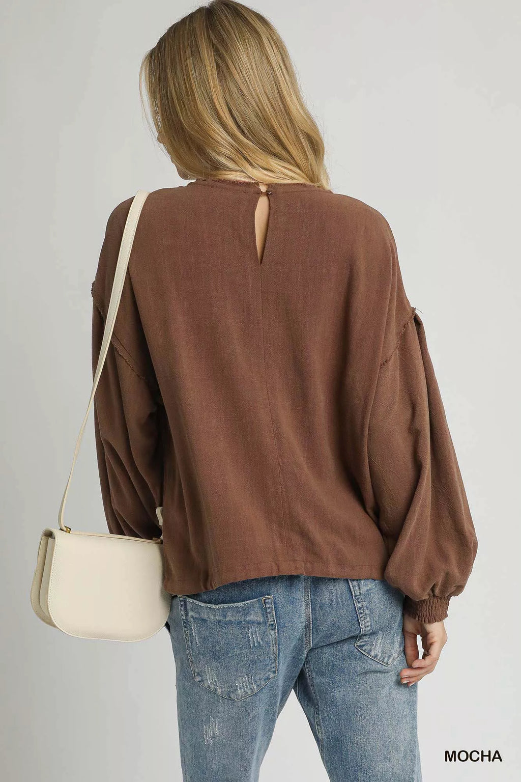 Linen Long Sleeve Top with Drawstring