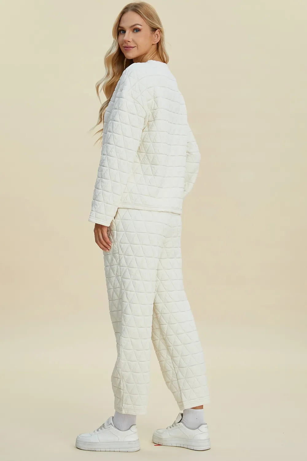 I am a Fashion junky Full Size Texture Round Neck Long Sleeve Top and Pants Set