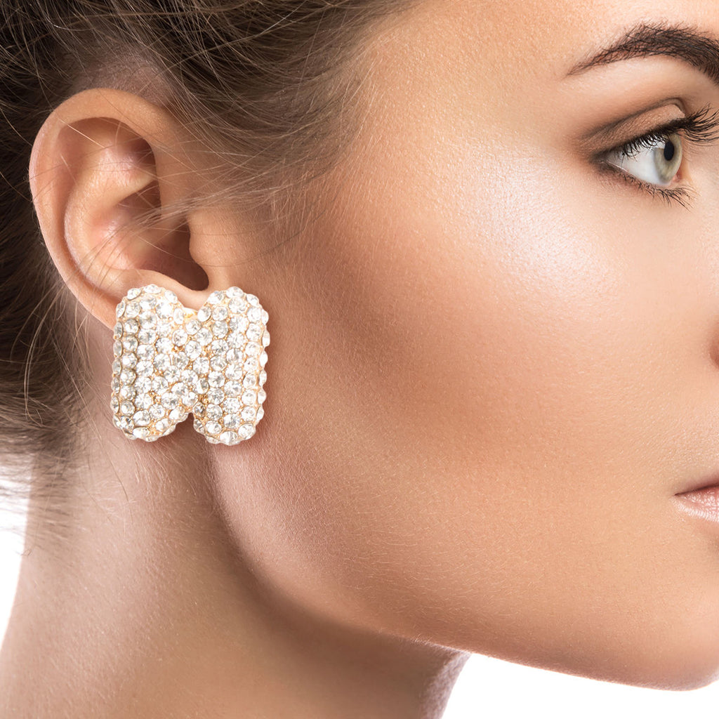 Rhinestone Stud Earrings Letter N Stylish Fashion Jewelry