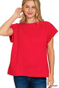 Textured Knit Jacquard Short Sleeve Top