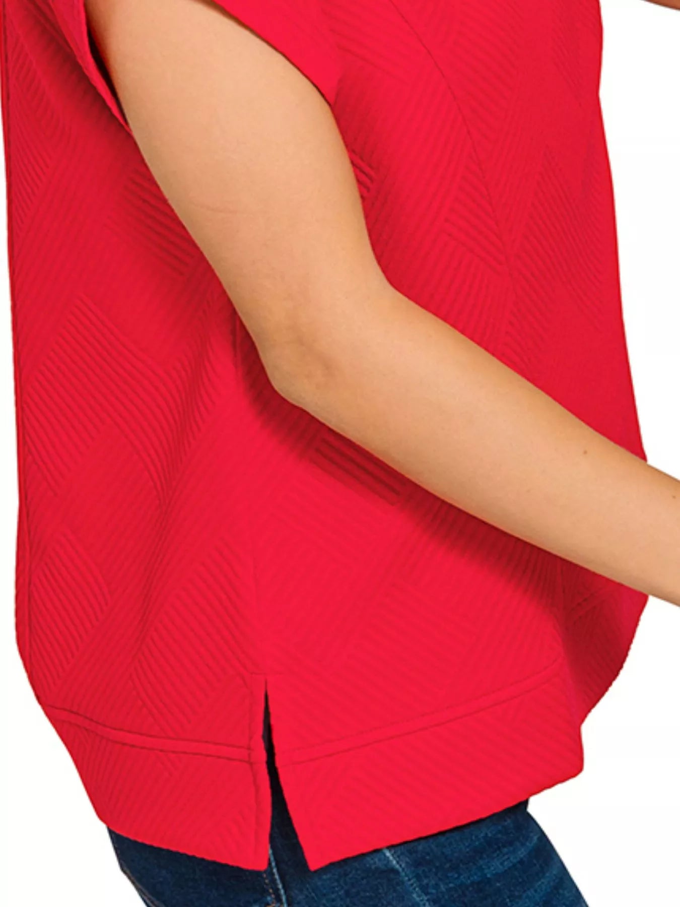 Textured Knit Jacquard Short Sleeve Top