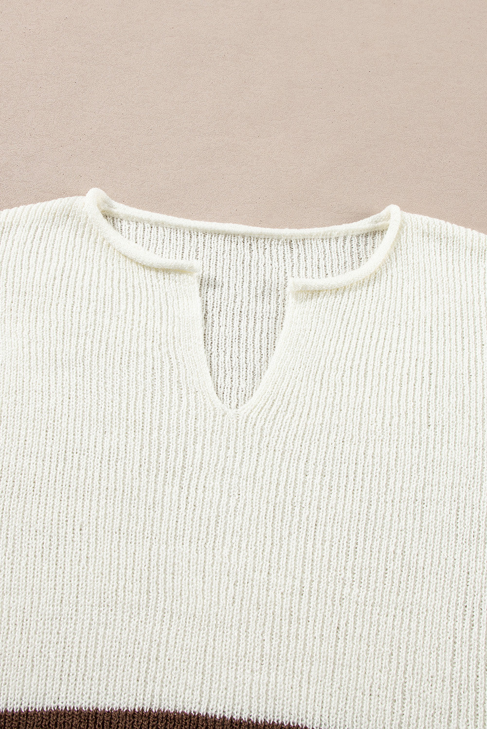 Brown Stripe Cropped Drop Sleeve Sweater
