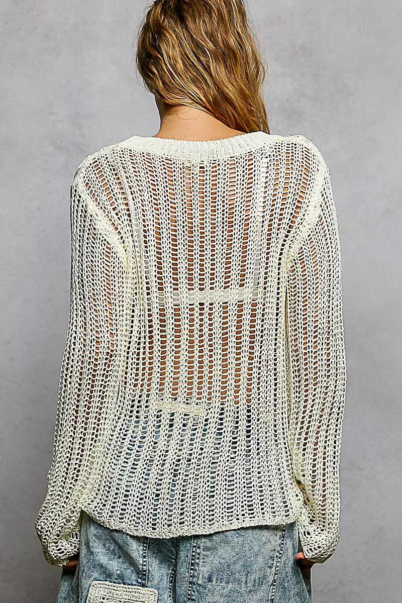 Openwork Round Neck Knit Cover Up
