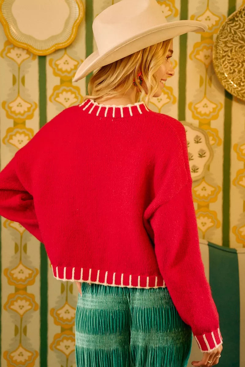 Christmas Theme Sequin Lattering Sweater