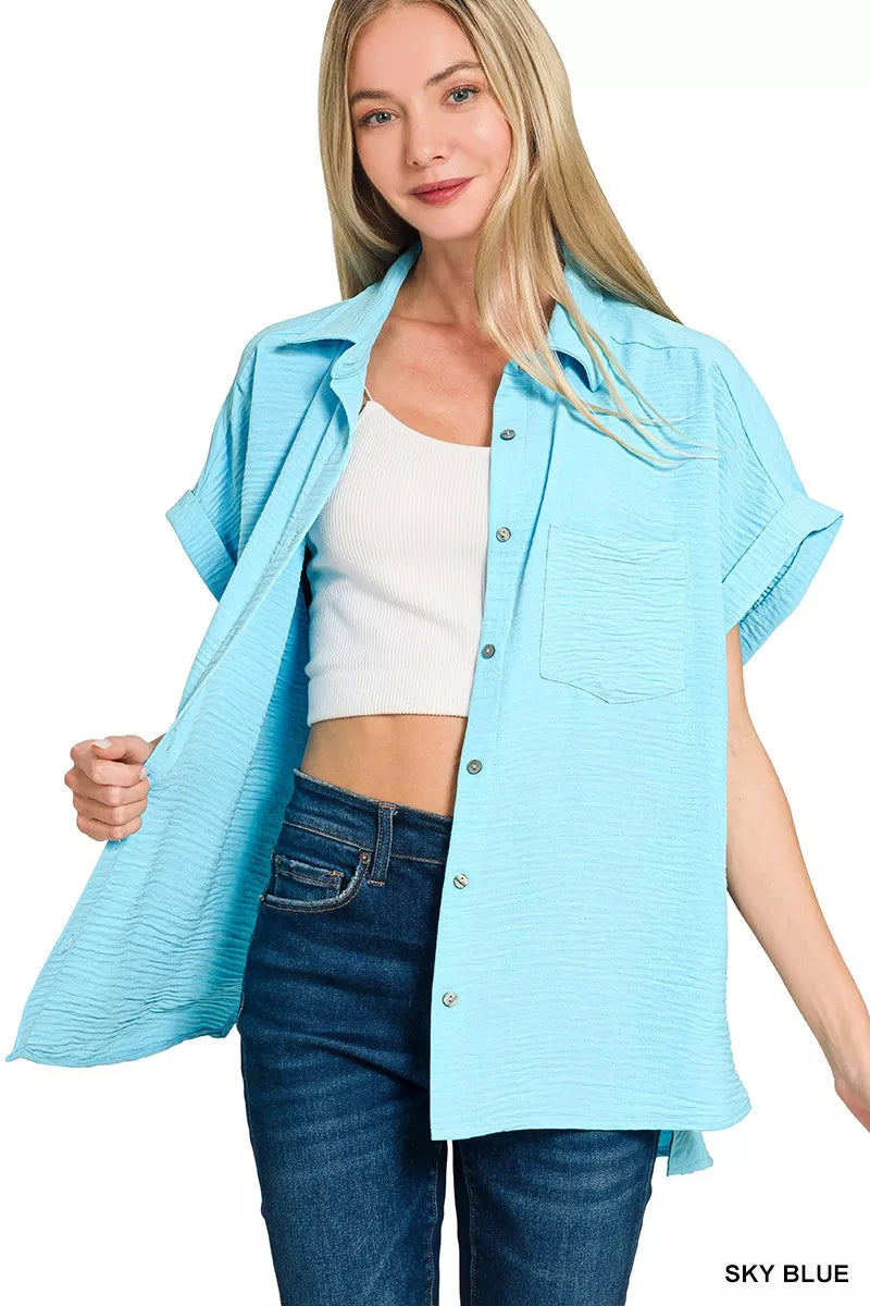 Woven Airflow Button Down Shirt