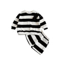 Flower Brooch Striped Sweatshirt Shorts Mother And Daughter Suit