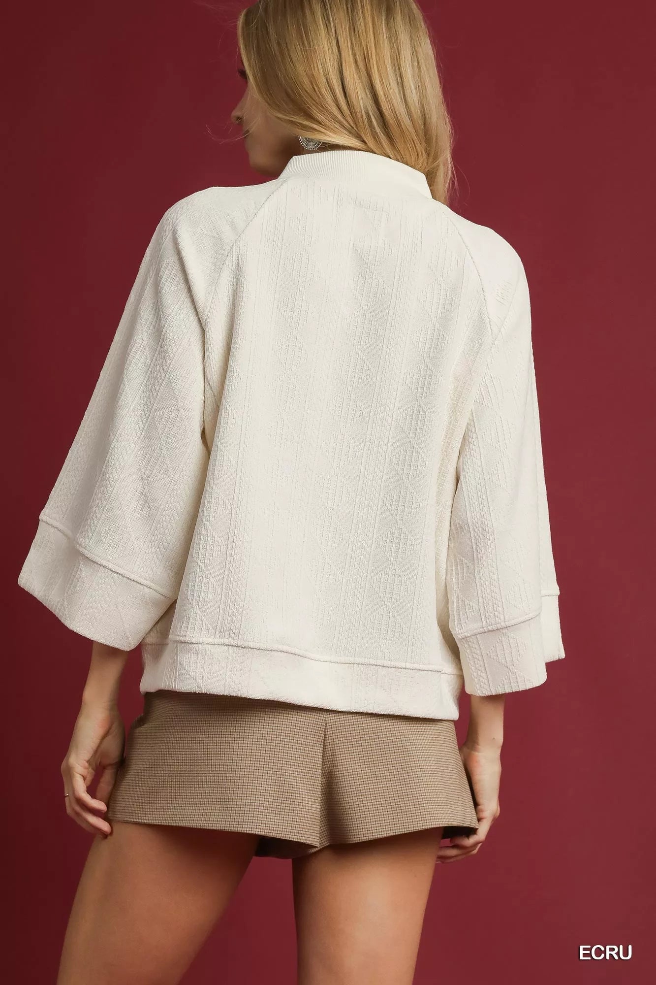 Textured Knit V-Neck Top