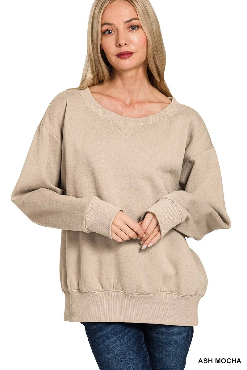Fleece Boat Neck Sweatshirt