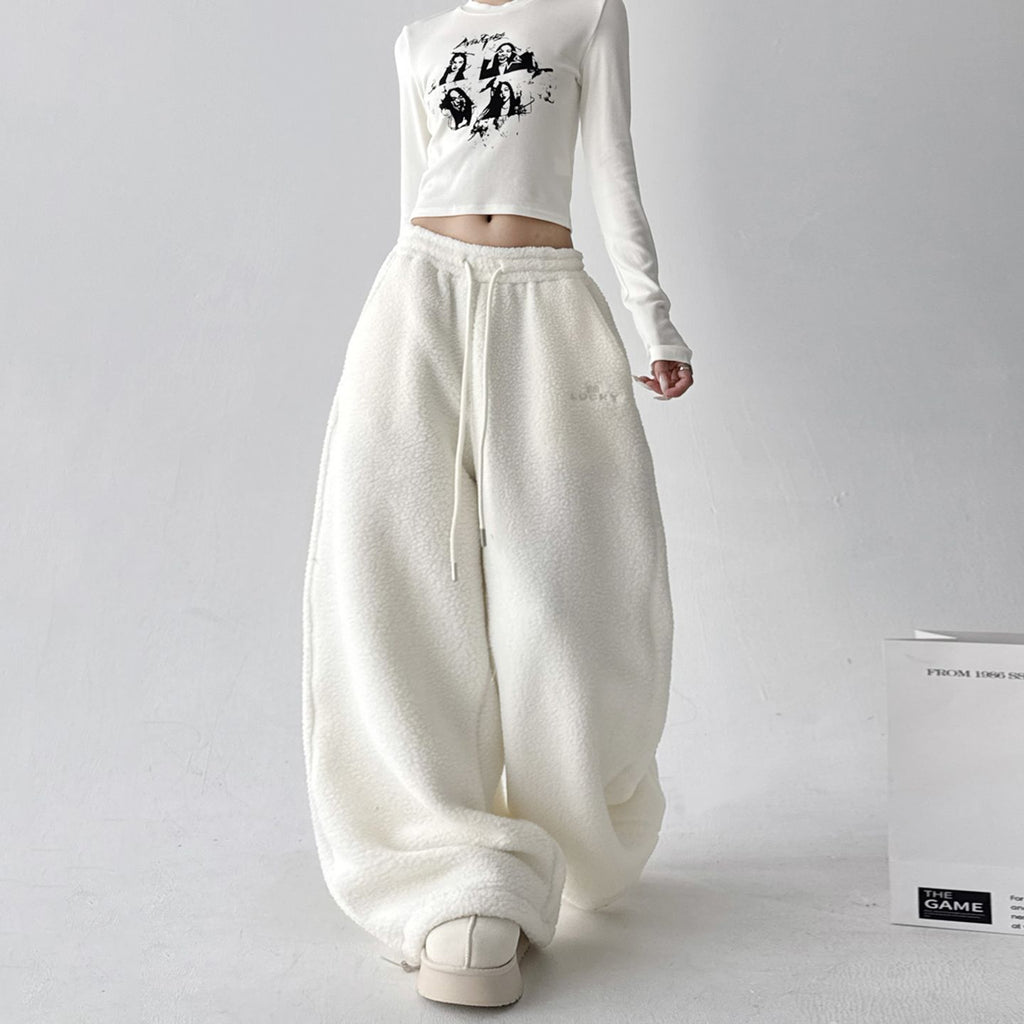 Womens Casual Loose-fitting Warm Extended-length Pants See size chart under “more details”