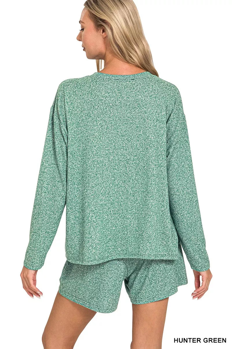 I am a Fashion junky Soft Melange Long Sleeve Tee and Shorts Set