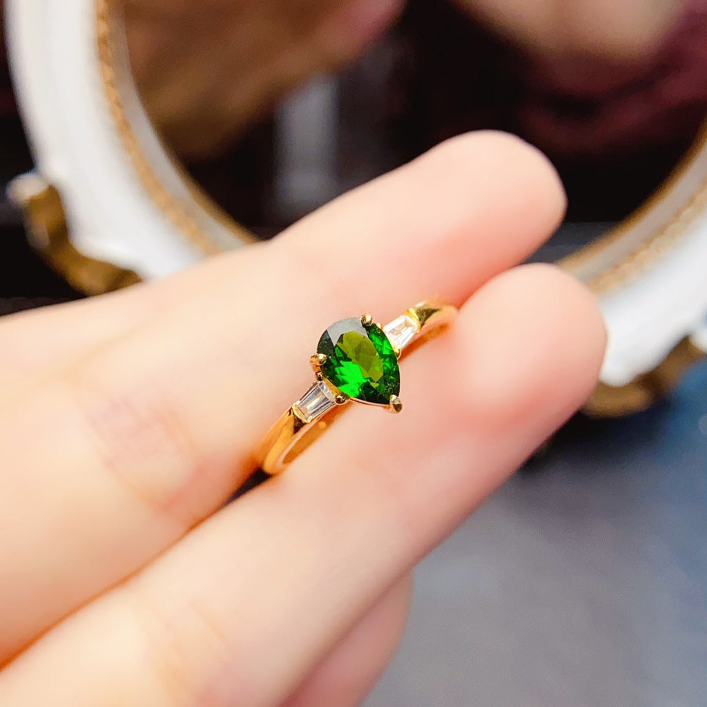 Popular Natural Diopside S925 Silver Ring