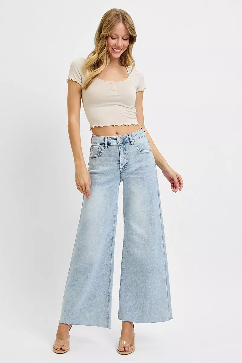 Full Size High Rise Ankle Wide Palazzo Jeans Plus Size