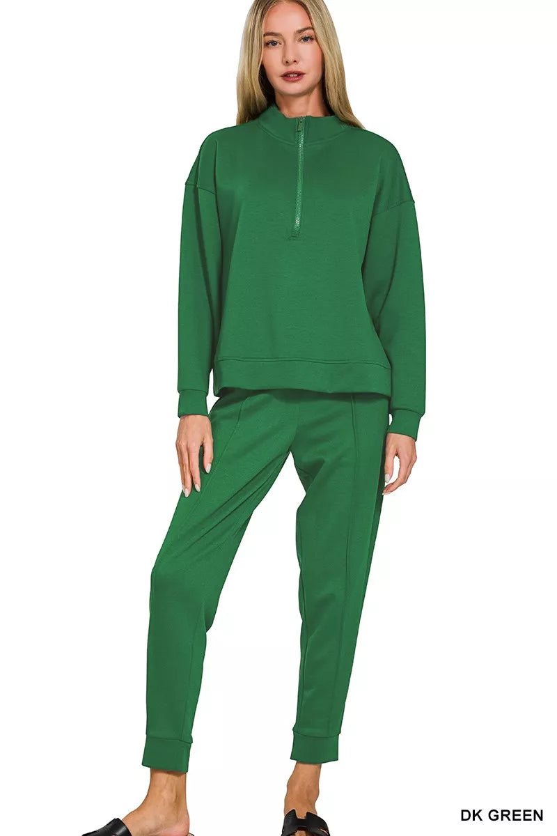 I am a Fashion Junky Scuba Half Zip Pullover and Jogger Set