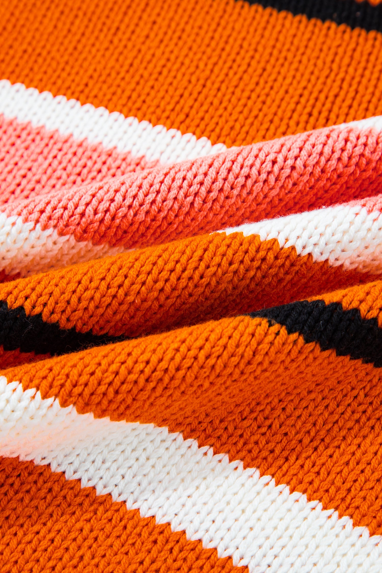 Orange Stripe Drop Shoulder Cropped Pullover Sweater