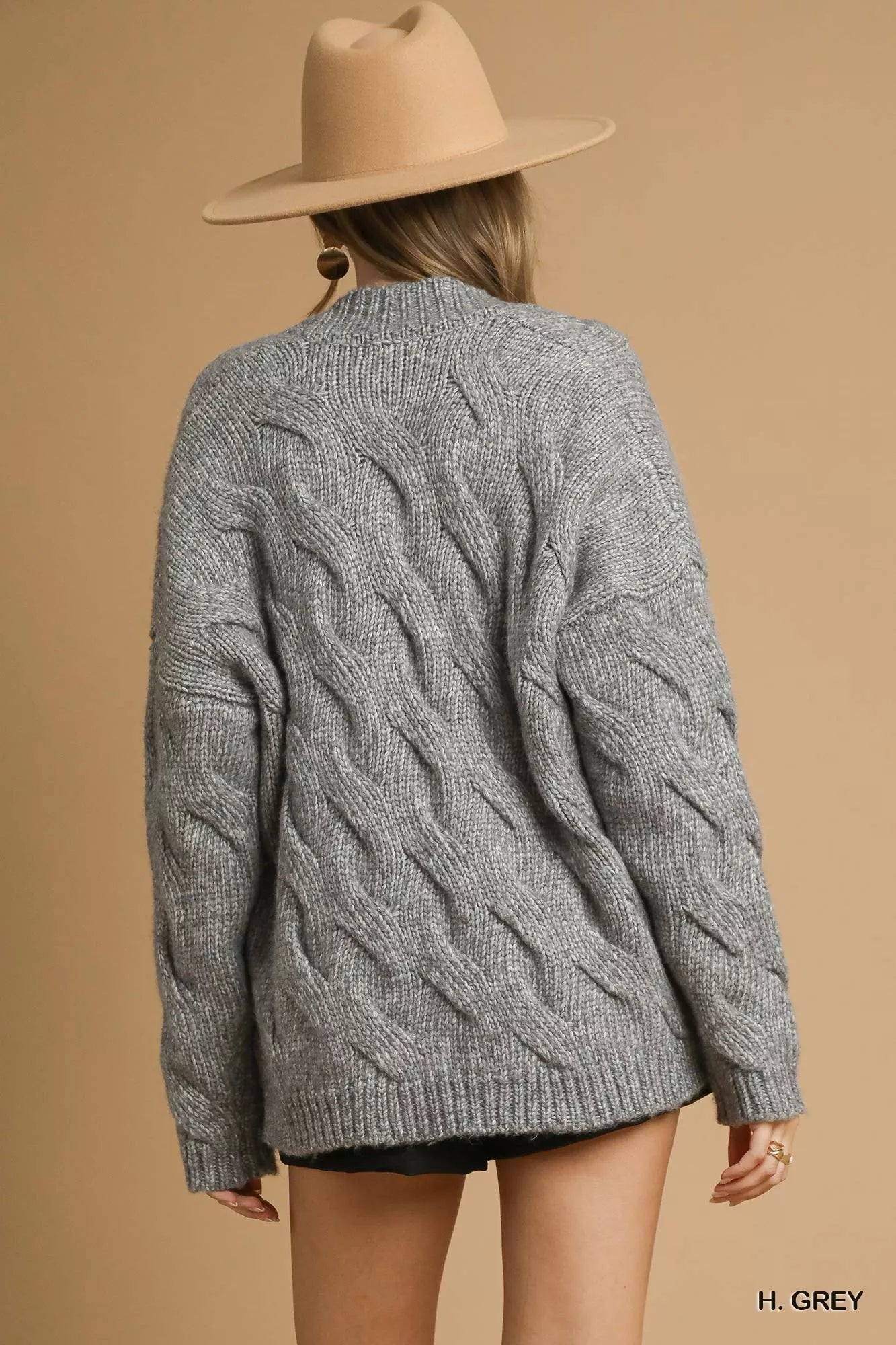 Chunky Cable Knit Open Front Cardigan